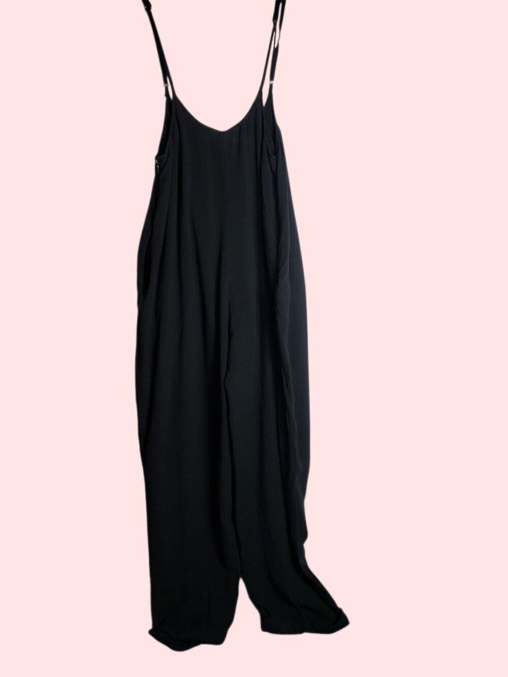 Illa Ila Wide-Leg Adjustable Strap Jumpsuit Women’s Side Pockets Black Medium - Picture 11 of 13